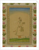 Standing figure of a nobleman, holding a book by Mughal School