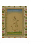 Standing figure of a nobleman, holding a book by Mughal School