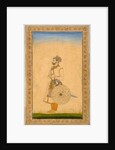 An Officer, standing, with sword and shield by Mughal School