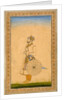 An Officer, standing, with sword and shield by Mughal School