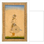 An Officer, standing, with sword and shield by Mughal School