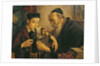 A Rabbi tying the Phylacteries to the arm of a boy by Franz Obermüller