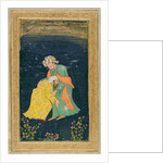 A Mullah bowing down to a man in Iranian dress who lifts him up from his supplication by School Mughal