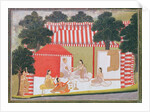 A prince trying to pull a lady into his tent; a maid and friends look on in surprise, c.1760 by Indian School