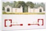 Elevation and ground plans of proposed new entrance gateway and lodges by Humphry Repton