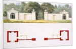 Elevation and ground plans of proposed new entrance gateway and lodges by Humphry Repton
