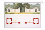 Elevation and ground plans of proposed new entrance gateway and lodges by Humphry Repton