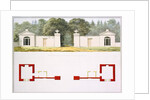 Elevation and ground plans of proposed new entrance gateway and lodges by Humphry Repton