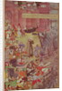A Bridge of boats broken by Akbar on his elephant while crossing the river Jumna by Mughal School