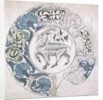 Sara, circular design with goat by William De Morgan