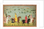 A Jasrota prince, possibly Balwant Singh, on a riding expedition, by Nainsukh Kashmir, c.1751 by Indian School