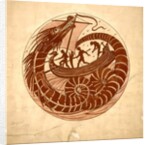 Design for a Dish using a Sea Dragon and Boat, 1879 by William De Morgan