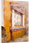 Lararium of family altar, seen in situ after excavation, House of Aulus Vettius, Pompeii, c.36-39 AD, 1895 by Luigi Bazzani