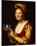 Smiling Girl, a Courtesan, holding an Obscene Image, 1625 by Gerrit van Honthorst