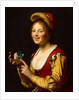 Smiling Girl, a Courtesan, holding an Obscene Image, 1625 by Gerrit van Honthorst