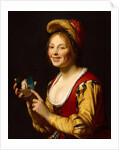 Smiling Girl, a Courtesan, holding an Obscene Image, 1625 by Gerrit van Honthorst