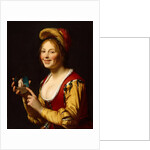 Smiling Girl, a Courtesan, holding an Obscene Image, 1625 by Gerrit van Honthorst