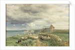 Sea Coast with Castle, Sheep and Shepherd by Samuel Bough