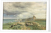 Sea Coast with Castle, Sheep and Shepherd by Samuel Bough