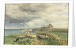 Sea Coast with Castle, Sheep and Shepherd by Samuel Bough