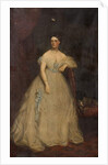 Portrait of a lady wearing a white dress by Richard Buckner