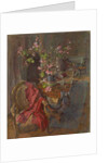 Red Coat with Geranium by Susan Ryder