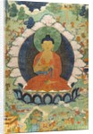 Buddha and three Jakata: Mahakapi, Ruru, Shaabhamiga. Tibet, 18th century by School Tibetan