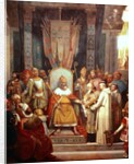 French king Charlemagne with Alcuin by French School
