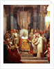 French king Charlemagne with Alcuin by French School