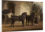 Two Black Coach Horses with a Coachman, 1791 by George Garrard