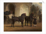 Two Black Coach Horses with a Coachman, 1791 by George Garrard