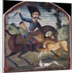 Hunter on horseback attacked by a lion, mid-18th century by Iranian School