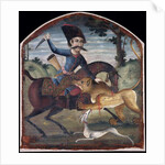 Hunter on horseback attacked by a lion, mid-18th century by Iranian School