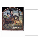 Hunter on horseback attacked by a lion, mid-18th century by Iranian School
