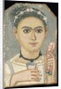 Portrait of a Young Person: boy with a floral garland in his hair, possibly from Er-Rubiyat, Faiyum, Egypt, c.200-230 by Roman