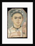 Portrait of a Young Person: boy with a floral garland in his hair, possibly from Er-Rubiyat, Faiyum, Egypt, c.200-230 by Roman