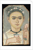 Portrait of a Young Person: boy with a floral garland in his hair, possibly from Er-Rubiyat, Faiyum, Egypt, c.200-230 by Roman