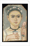 Portrait of a Young Person: boy with a floral garland in his hair, possibly from Er-Rubiyat, Faiyum, Egypt, c.200-230 by Roman