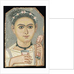 Portrait of a Young Person: boy with a floral garland in his hair, possibly from Er-Rubiyat, Faiyum, Egypt, c.200-230 by Roman