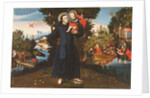 St. John of God with the Christ Child, St. Christopher, St. Augustine and the Flight into Egypt by Pedro Nolasco y Lara