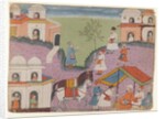 Courtiers' escapades, page from an unidentified narrative series, c.1670 by Indian School