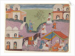 Courtiers' escapades, page from an unidentified narrative series, c.1670 by Indian School