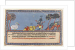 Brahma Worships Krishna, Page from a Dispersed Bhagavata Purana Series, c.1800 by Indian School