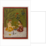 Couple seated under a tree, c.1700 by School Indian