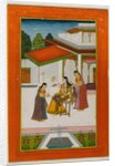 A lady receiving a messenger, mid 18th century by Indian School