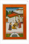 A lady receiving a messenger, mid 18th century by Indian School