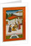 A lady receiving a messenger, mid 18th century by Indian School
