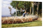 A Shepherd with a Flock of Sheep by Charles Emile Jacques