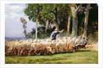 A Shepherd with a Flock of Sheep by Charles Emile Jacques