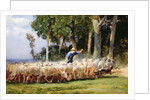 A Shepherd with a Flock of Sheep by Charles Emile Jacques